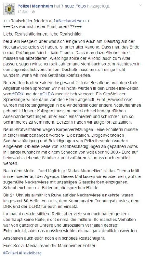 Statement Polizei Statement Polizei